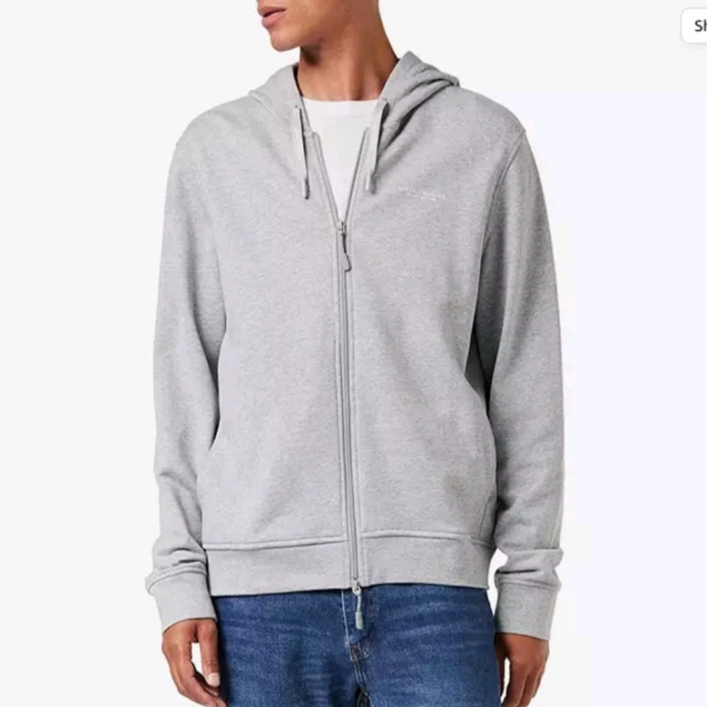 A|X Armani Exchange Men's Zip Up and Hooded Logo Sweatshirt, Alloy Heather, M